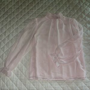 1 State Blush Mock Neck Blouse